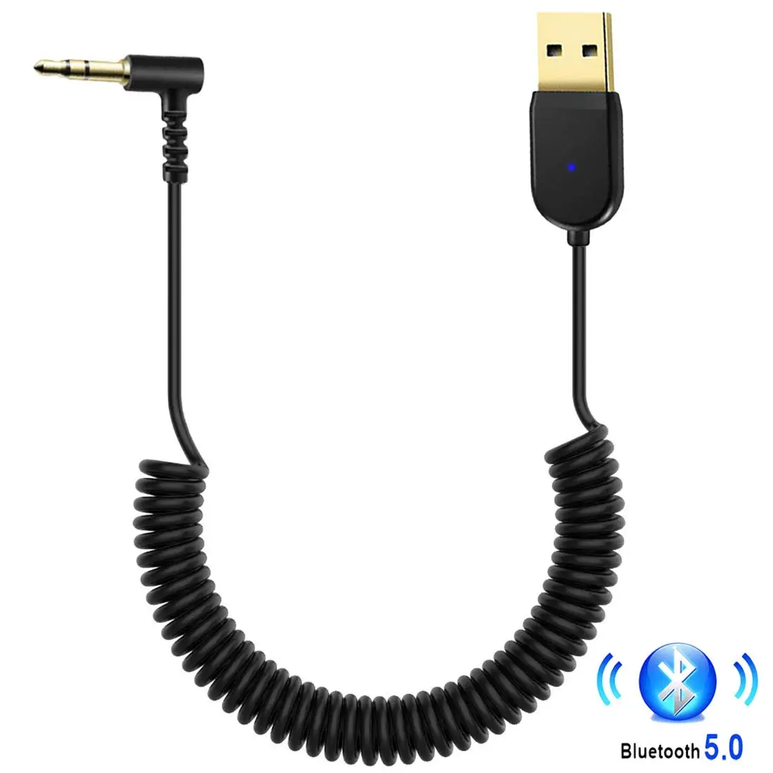 Black USB Bluetooth адаптер кабель программный ключ для автомобиля 3,5 мм разъем Aux Bluetooth 5,0 4,2 4,0 приемник динамик преобразователь звука - Цвет: Black