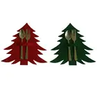 4 шт.компл. мешочек для хранения столовых приборов в виде рождественской елки, портативный мешочек для столовых приборов Держатель для посуды для дома, обеденного стола, Рождественское украшение