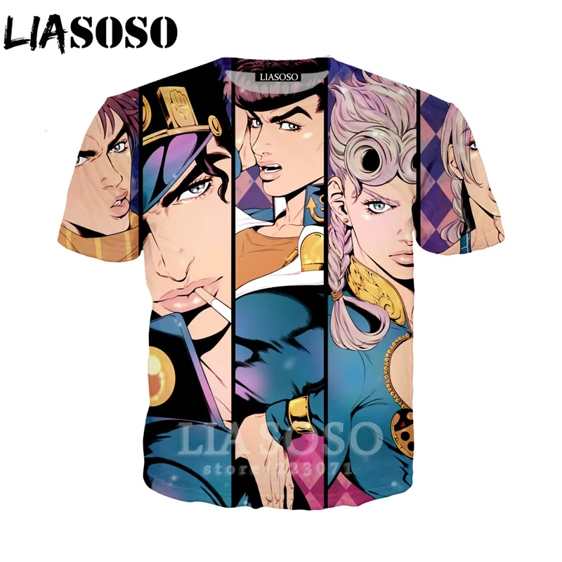 LIASOSO для мужчин женщин Kujo Jotaro Толстовка 3D принт аниме JoJo Необычные Приключения Футболка короткий рукав уличный Топ пуловер A317-07 - Цвет: 6