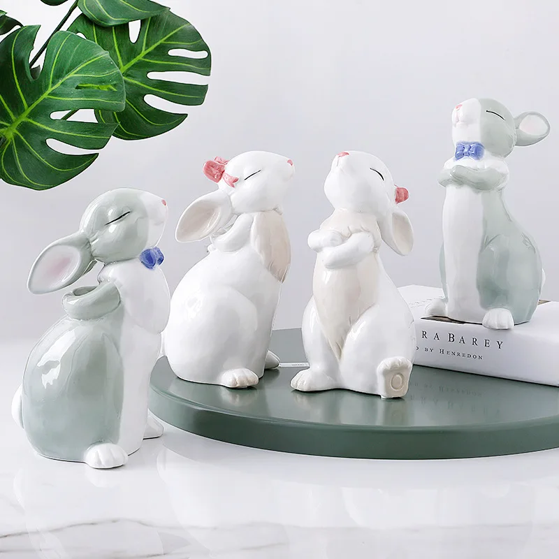 Современная керамическая статуэтка кролика в скандинавском стиле животного