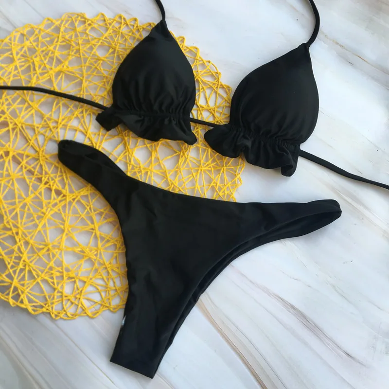 

Summer Women Sexy Bandage Brazilian Bikini Set Top Thong Bottom Set Beach Push-up Swimwear Ladies Lace Up Swimsuit Beachwear
