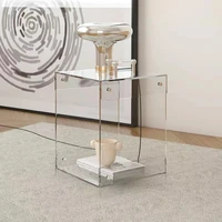 modern design nordic simple double layer coffee table acrylic transparent bedside table side table small household tea cabinet