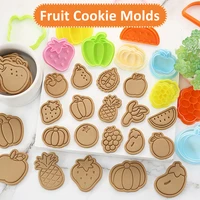 cartoon fruit cookie molds vegetable biscuit mold 2 size 3d strawberry stamp for baking molds cookie tools set