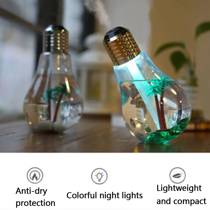 

USB Bulb Ultrasonic Humidifier Facial Steamer Creative Colorful LED Night Lamp Essential Oil Diffuser Face Nebulizer Mist Spray