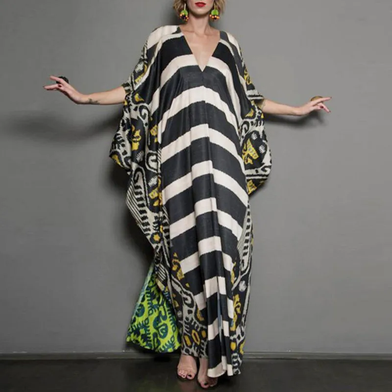 

Plus Size Muslim Dress for Women Dashiki Dress Elegant Loose Batwing Sleeve Ankara Evening Party Dresses 5XL Malaysia Moroccan