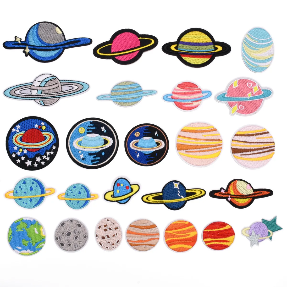 

5pcs Hot Sale Cartoon Exquisite Planet Ufo Clothing Accessories Embroidered Cloth Stickers DIY Patches On Clothing