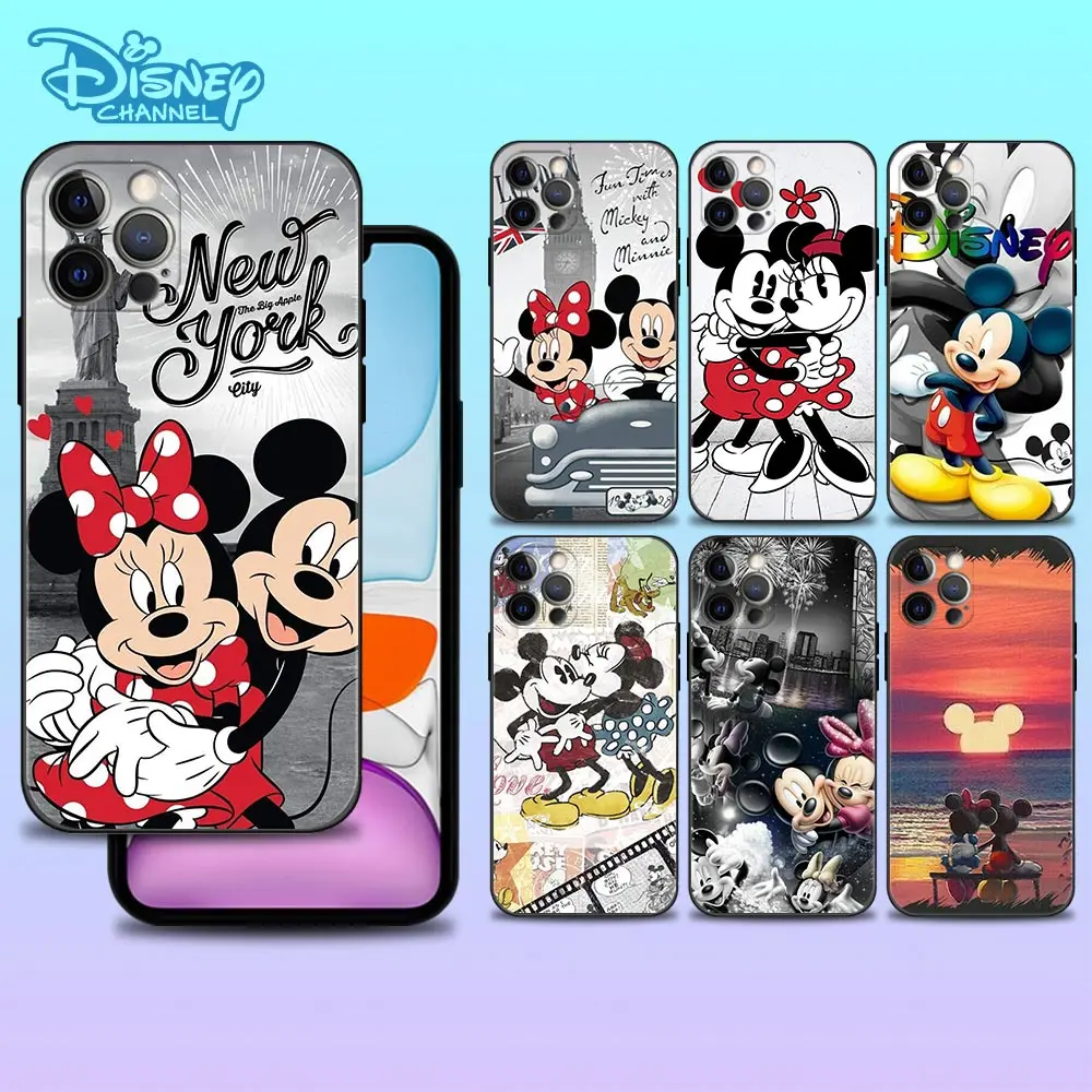 

Soft Case For App iPhone 13 12 11 Pro Max 13 12 Mini Back Cover Shell Capa Fundas Disney Cartoon Mickey Minnie New York Comics