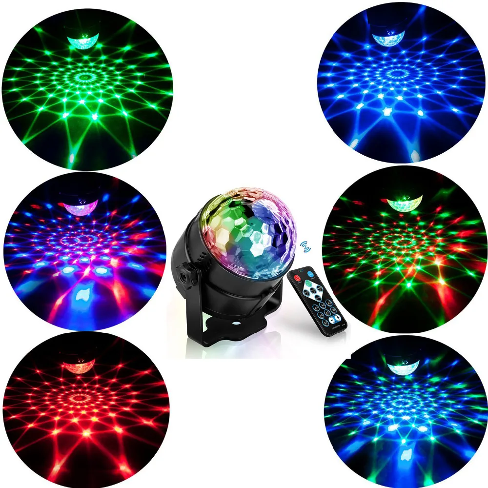 

Sound Activated Rotating LED Stage Lights Disco Ball Party Lights Strobe Light 3W RGB Light Stage Laser Projector effect Lamp