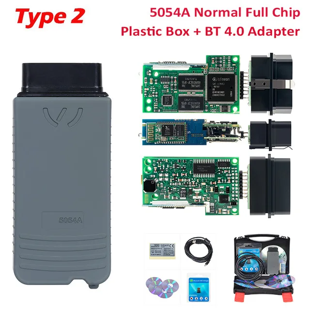 Type 2 Green PCB 5054A ODIS v5.1.3 V4.3.3 keygen полный чип OKI Авто OBD2 диагностический инструмент 5054A Bluetooth 5054 сканер кода - Цвет: Type 2 Green PCB