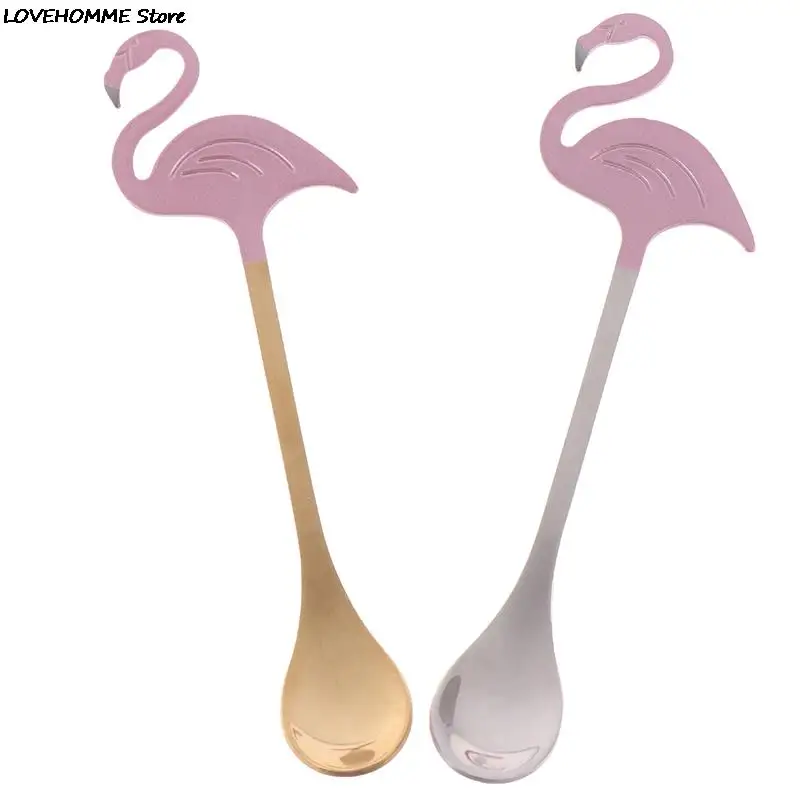

Stainless Steel Flamingo Coffee Tea Stirring Spoon Meal Soup Cake Jelly Dessert Ice Cream Scoop Gift Kitchen Bar Tableware