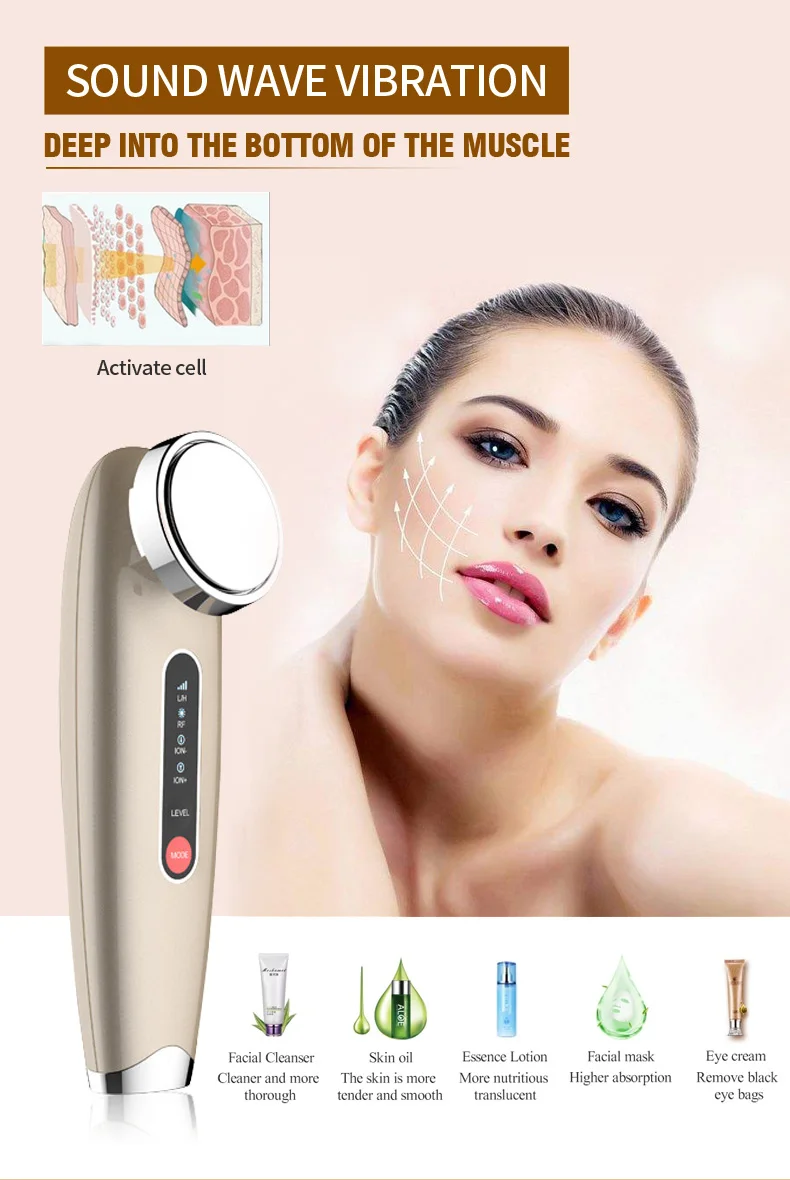 Аппарат Iontophoresis укрепляющий массажер для лица ультразвуковой Криотерапия