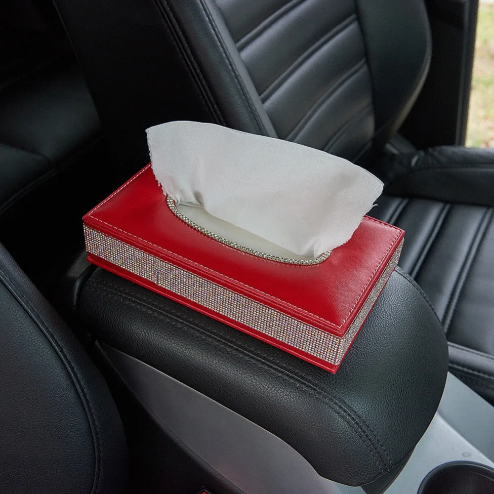 Домашний автомобильный подлокотник из искусственной кожи стразы блестящая