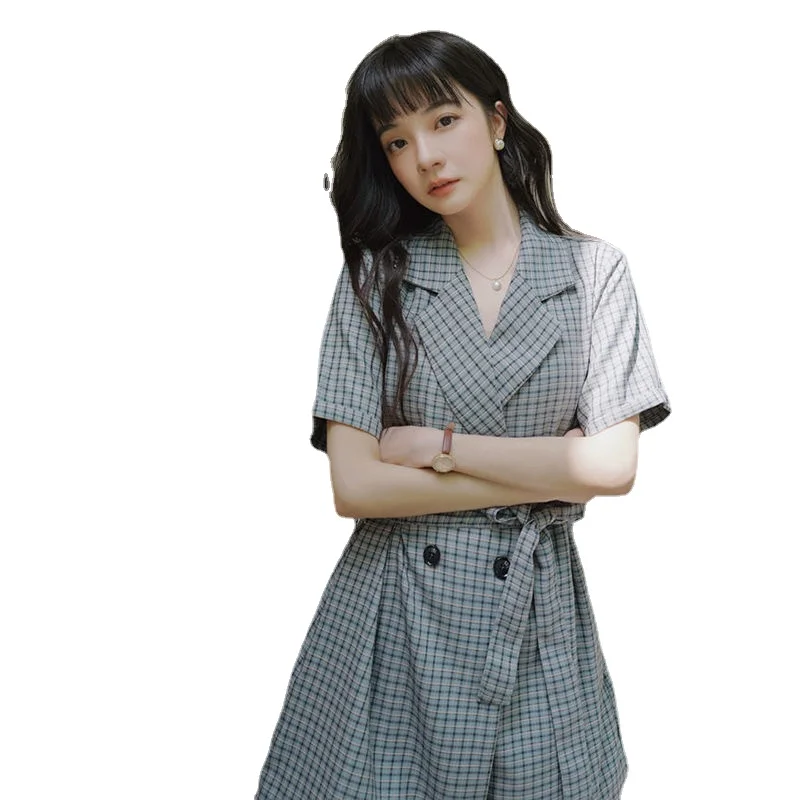 

Cute Elegant Plaid Overalls Women's Summer High Waist Thin Chiffon Suit Short Pants Fashion Casual Suit Fashion Women's Clothing
