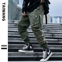 2020 new hip hop jogger mens black harem overalls multi pocket ribbon mens sports pants streetwear casual mens casual pants