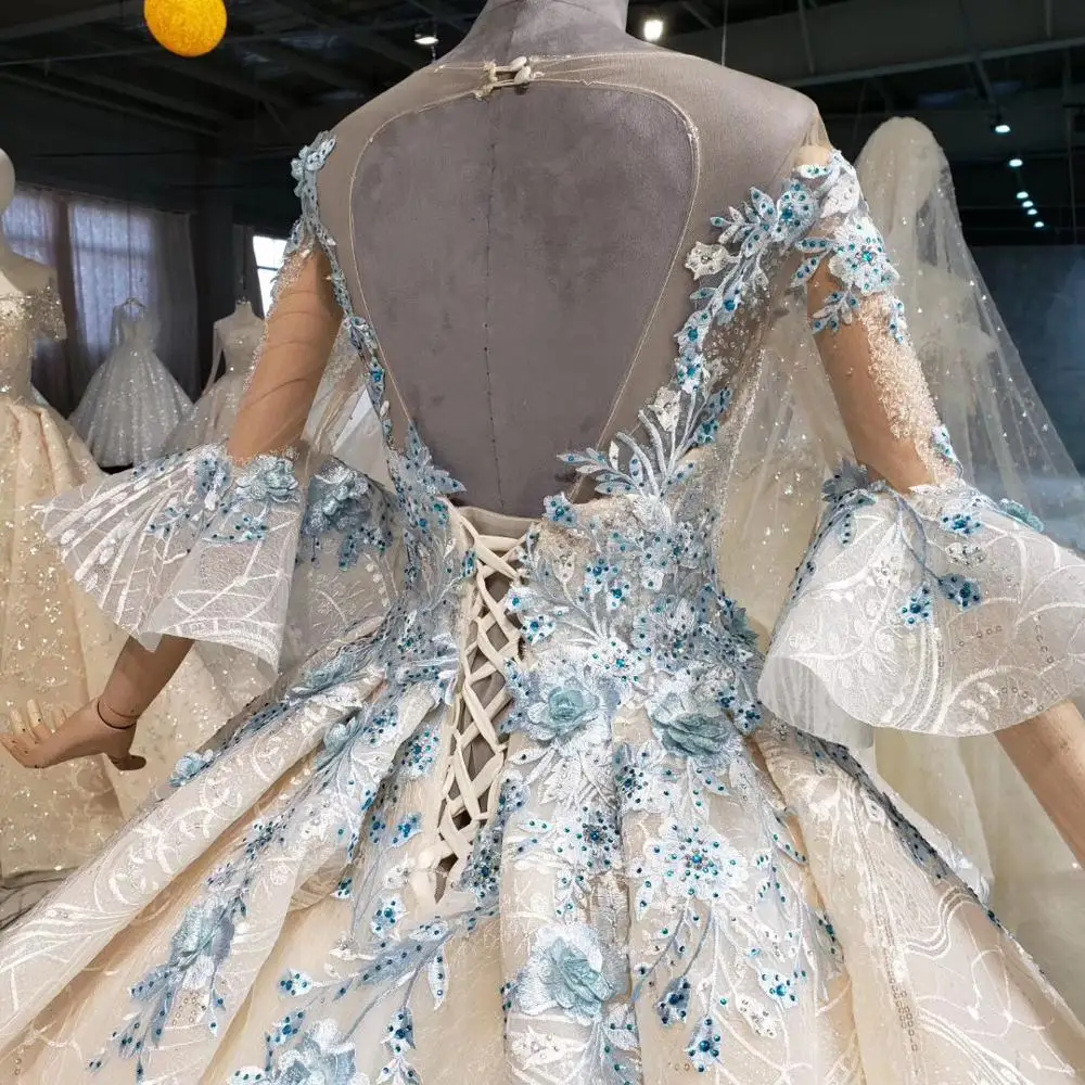 Роскошное бальное платье HTL1038 свадебные платья с круглым вырезом рукавом