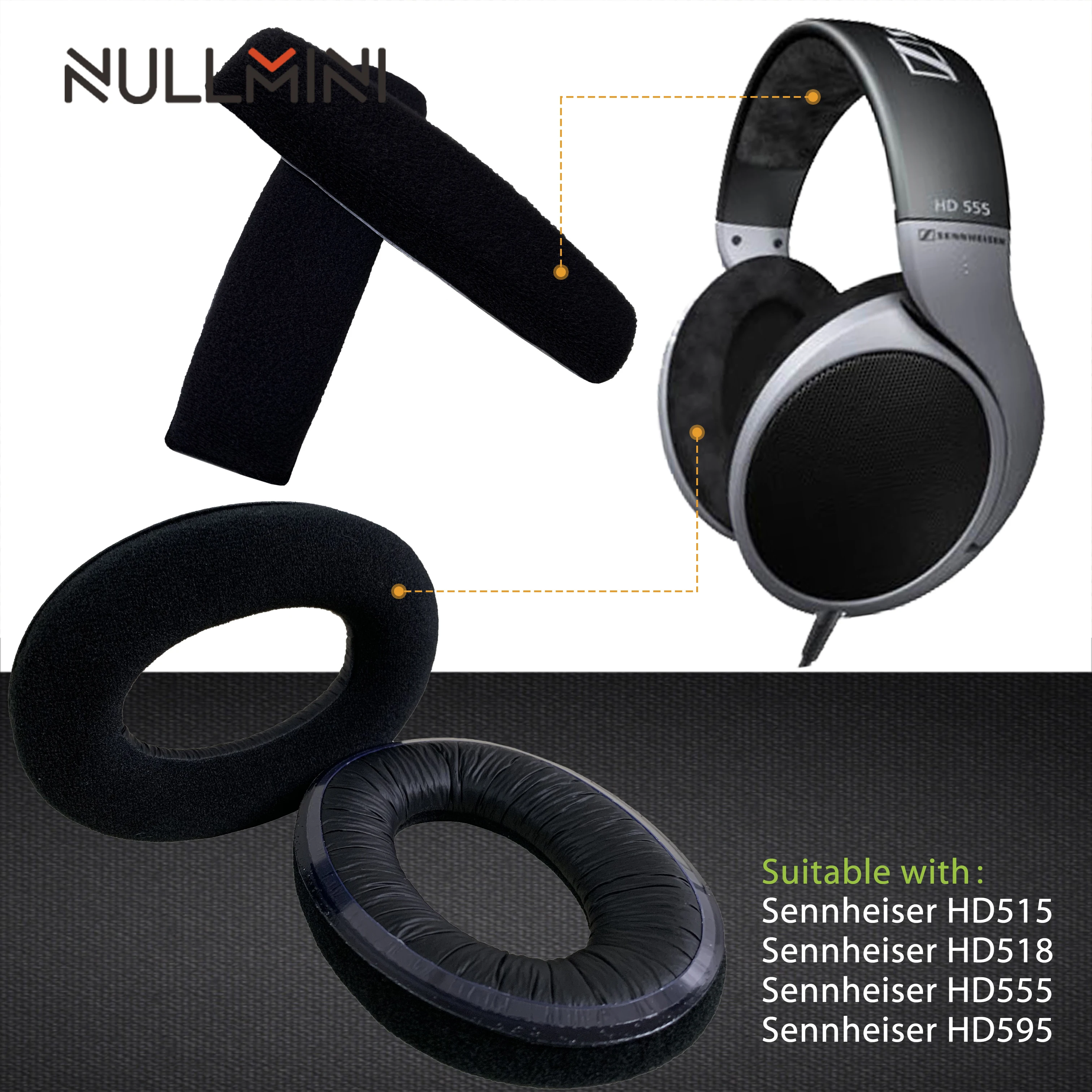 Сменные амбушюры NullMini для наушников Sennheiser HD515 HD518 HD555 HD595|Аксессуары наушников| |