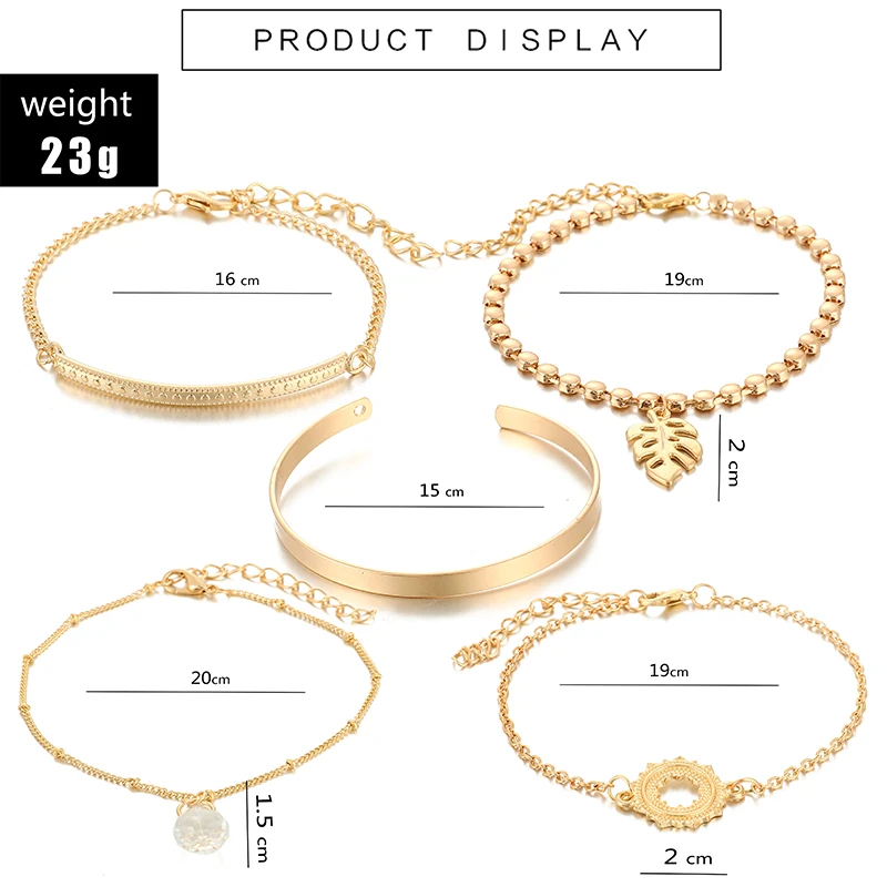 Docona 5 Стиль в богемном стиле Золотая цепь листьев с украшением виде кристаллов