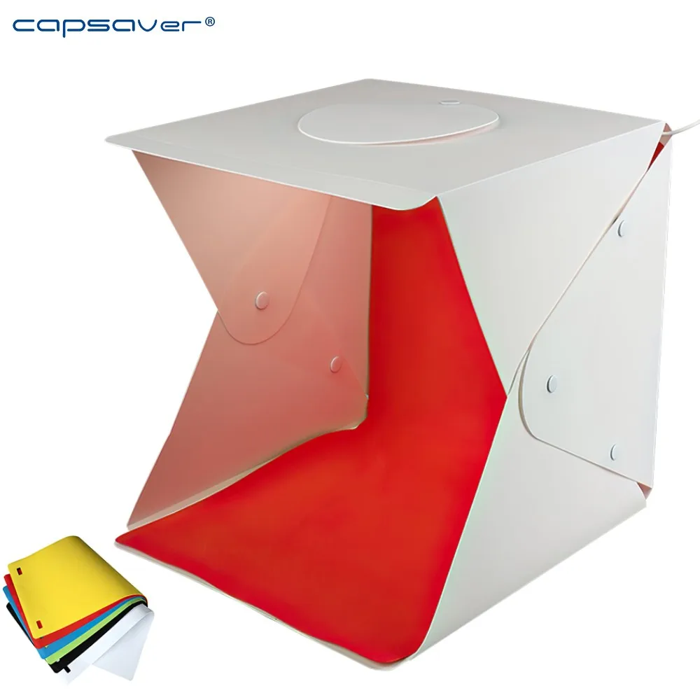 

capsaver Mini Studio Photo Box 40cm Portable Folding Light Box Desktop Tent with Dimmable LED Light for Photo Video Phone Camera