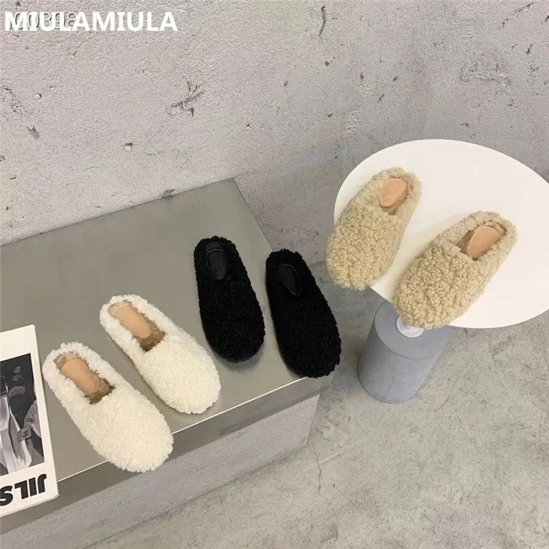 Зимняя Новинка 2020 года Модные меховые шлепанцы на плоской платформе с