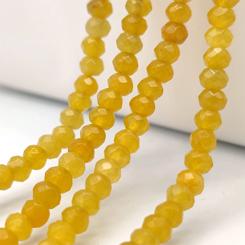 

2-4mm Natural Stone Yellow Jades Beads Faceted Loose Beads for Jewelry Making DIY Bracelet Necklace Accessories