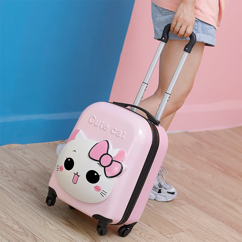 XQ kids travel suitcase 18-inch carry ons luggage trolley case for girls boys gift cabin rolling luggage spinner cute Cartoon