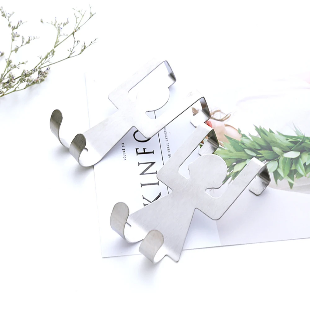 

2pcs Over The Door Hooks Stainless Steel Non Trace Punch Free Strong Bearing Cabinet Drawer Hanger Towel Hook For Home Storage