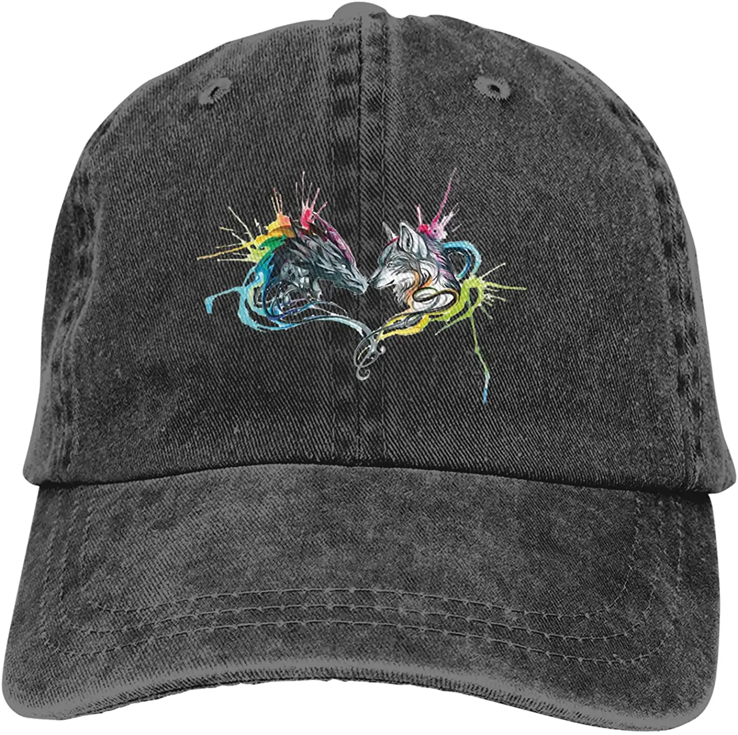

High Quality Baseball Caps Colorful Dragon and Wolf Zippered Trucks Cotton Hat Cowboy Hat Baseball Caps Black Sports Cap