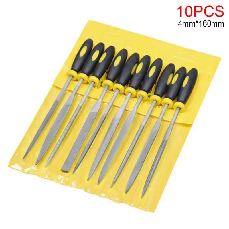

10pcs Needle File Set with Rubber Handle Bearing Steel File for Jeweler Wood Carving Craft Metal Glass Stone DIY Hand Tool