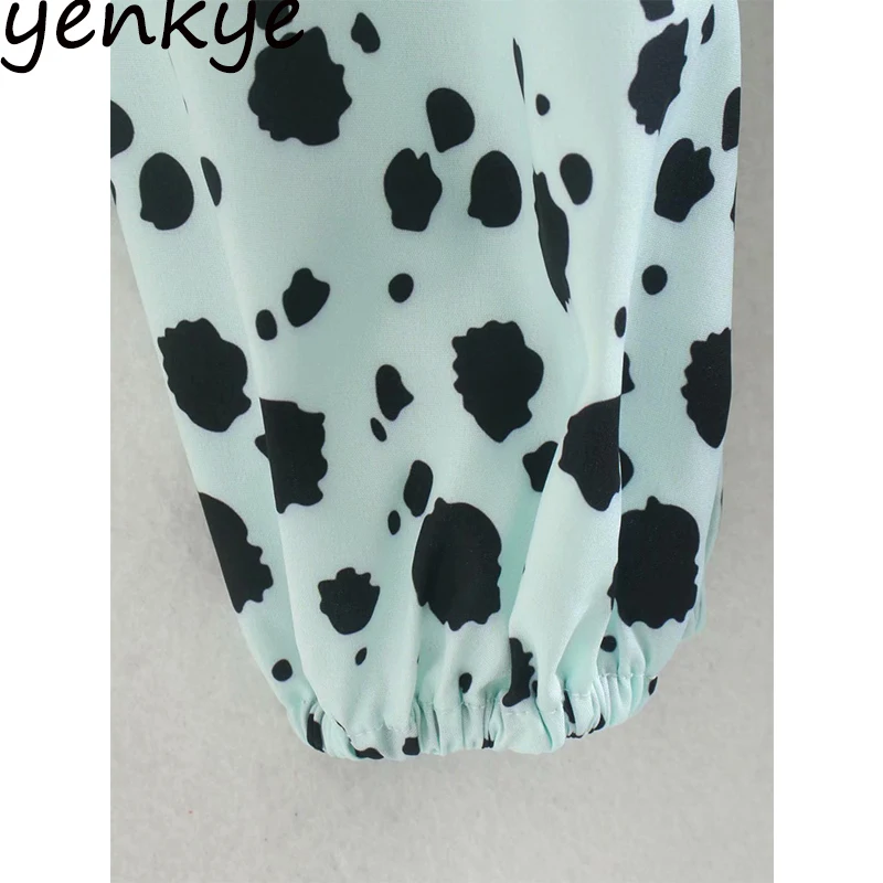 

Fashion Women New Spring Autumn Vintage Tie dye Print Dress Long Sleeve Cross V Neck A-line Mini Dress Elegant Lady Vestido