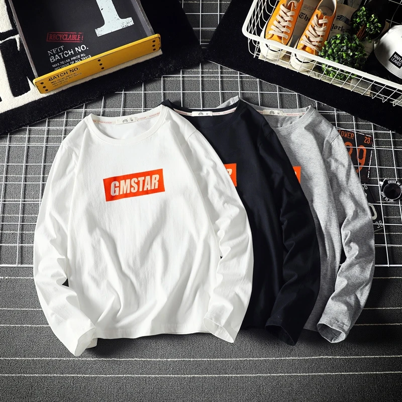 

Print Funny T Shirts Men Black Autumn Spring Long Sleeve O- Hip Hop Casual Fashion Tshirt Male Streetwear Fitness T-shirt XL
