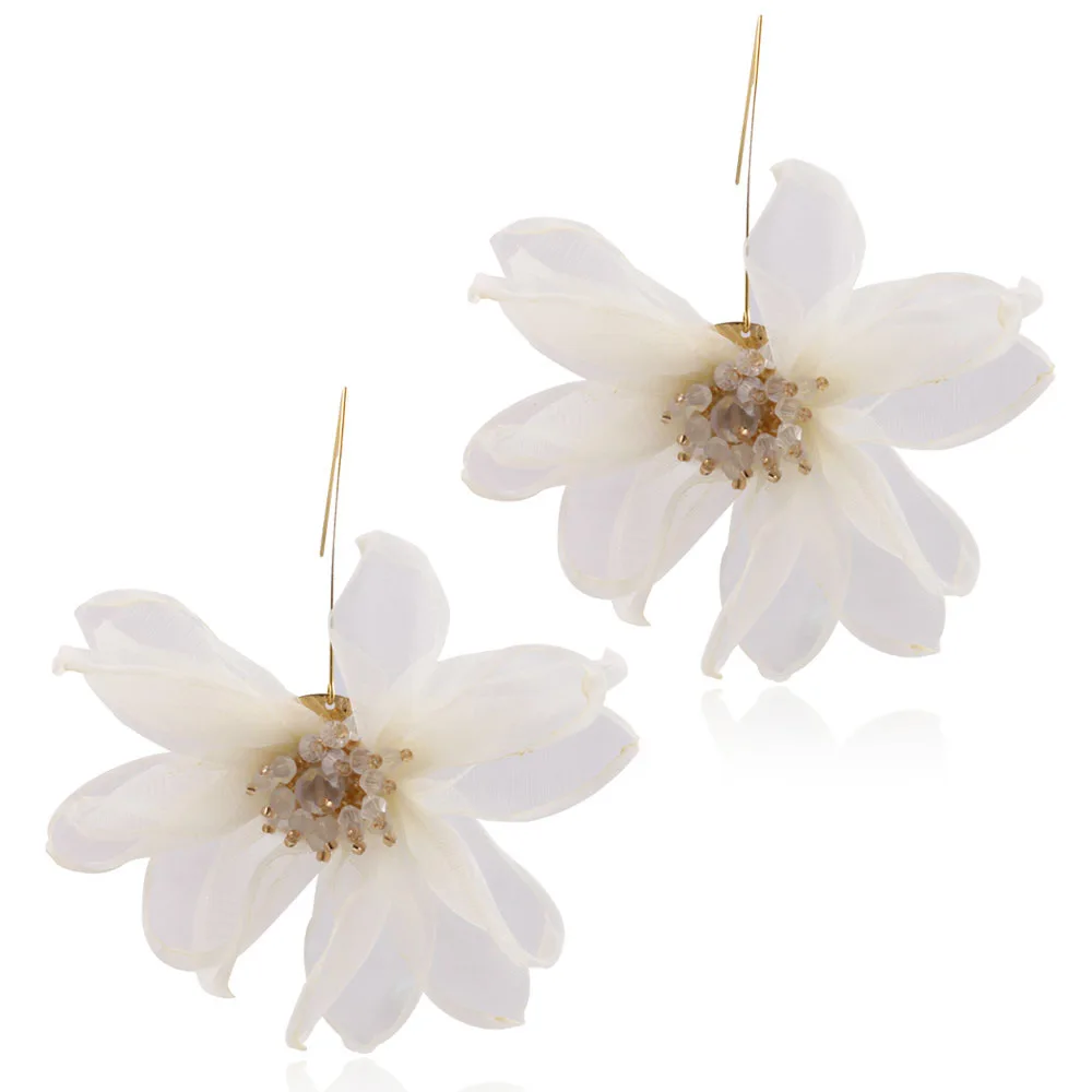

Fairy Fabric Big Petal Flower Earrings Forest Earrings Female Korean Temperament Fresh Earrings