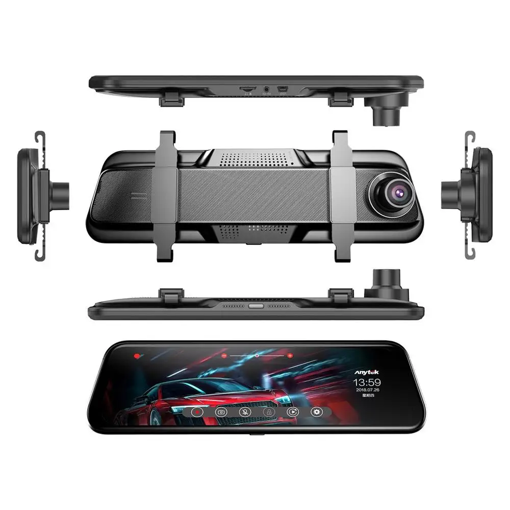 T12+ 9.66 inch Touch Screen DVR Car Camera Dual Lens Dash Cam Driving Recorder Night Vision DVR