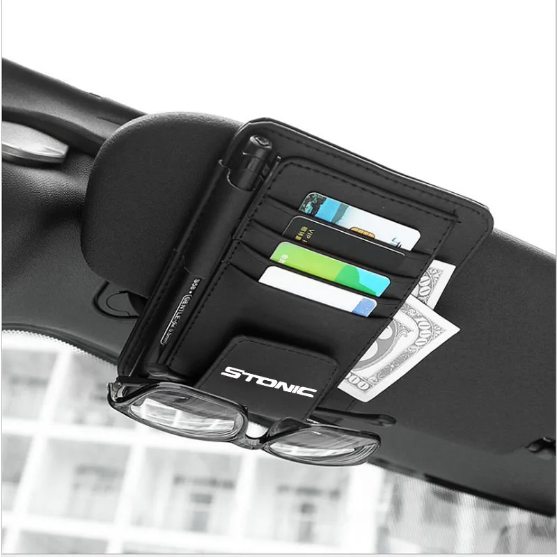

Sun Visor Multifunction PU Leather Car Card Package Holder Glasses Holder Pen Organizer Auto Accessories for Kia Stonic