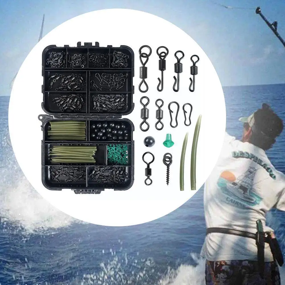 

300/400 шт./корт. Набор рыболовных снастей для ловли карпа, включая бусины с защитой от застежек, рыболовные втулки с крючком, наживка, вращающий...