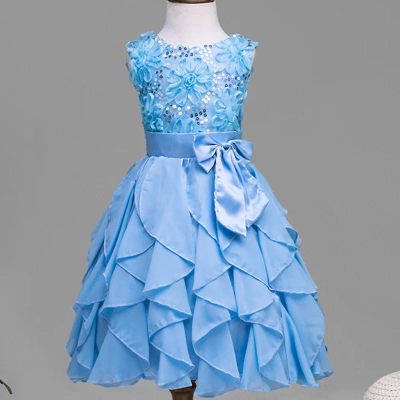 2017 г. Платье для девочек праздничное платье принцессы с блестками маленьких