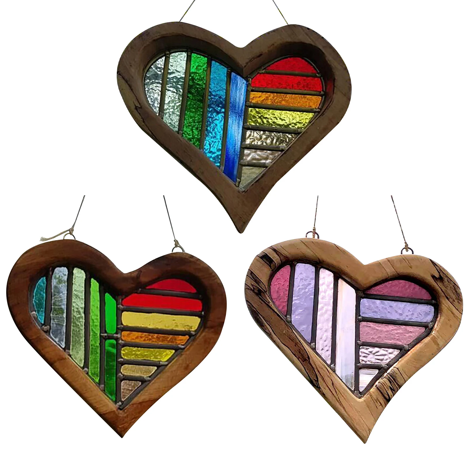 

Wooden Painted Love Heart Ornaments Hanging Exquisite Crafts
