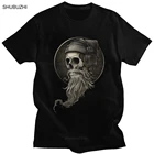 Winya  99 череп борода Футболка для мужчин чистый хлопок Викинг футболка с изображение берсеркера короткий рукав ужас футболка с готическим рисунком приталенная одежда