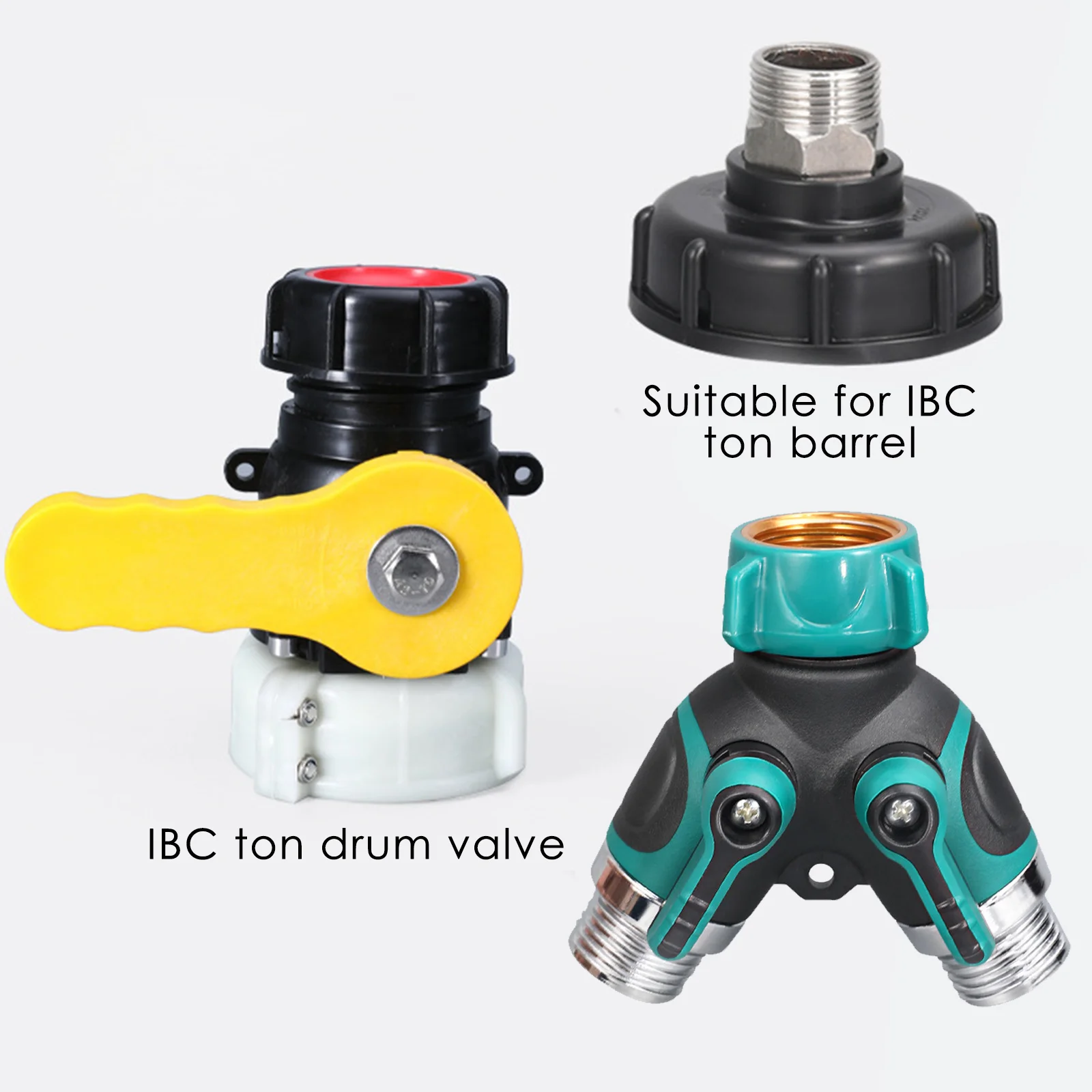 

Garden Rubber Grip Zinc Alloy Plastic Threads Hose Splitter 2 Way Y Hose Connector with 3 Gasket Garden Water Flow Separate Tool