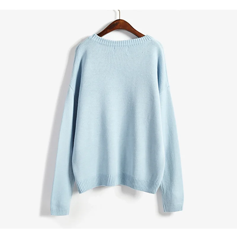 Женский утепленный пуловер в стиле Харадзюку свободный свитер с длинными