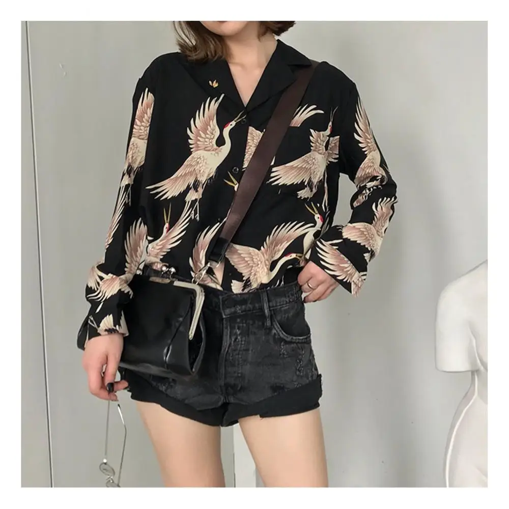Vintage Printed Fashion Women Blouses 2020 Women Long Sleeve Shirts Print Chiffon Blouse women ladies Loose Femme Tops