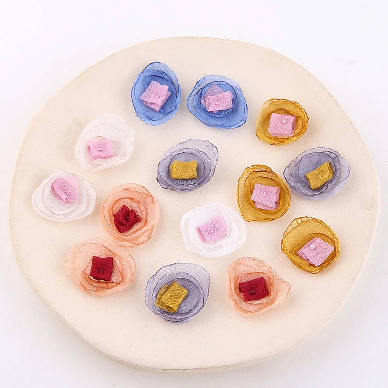 6 шт. корейские декоративные тканевые Многослойные сетчатые шифоновые серьги с