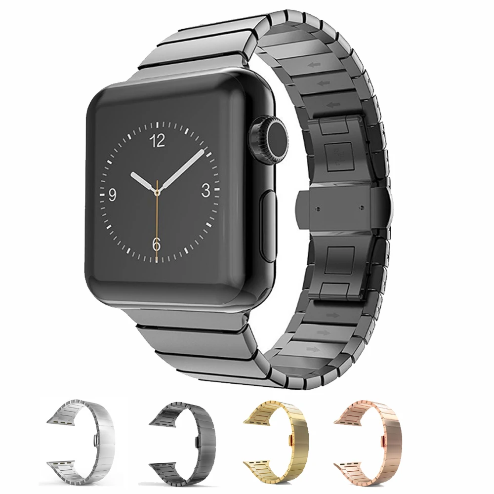 Роскошный браслет из нержавеющей стали для часов Apple Watch 4, 3, 2, 1, 38 мм, 42 мм, ремешок для браслета iwatch 40 мм, 44 мм, застежка-бабочка