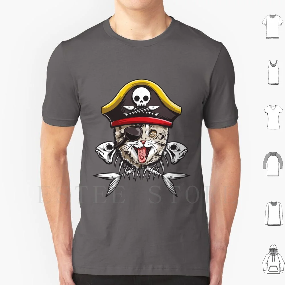 

Cat Pirate Jolly Roger Flag Skull Crossbones Captain Costume T Shirt Print Cotton Cat Pirate Jolly Roger Flag Skull Crossbones