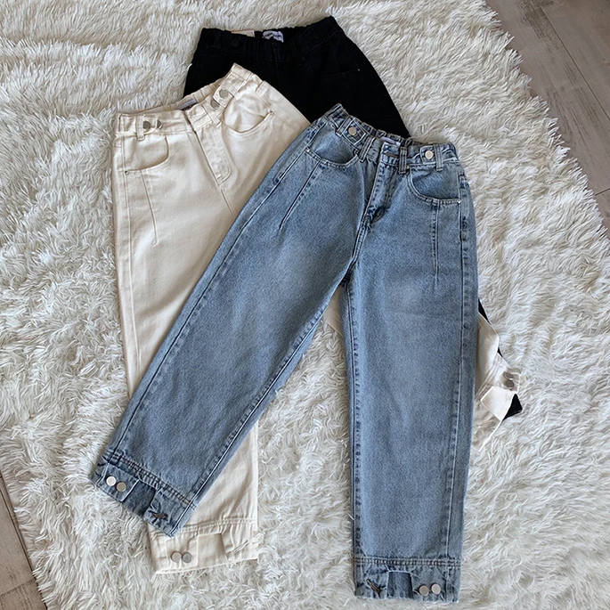 2019 Новая мода Женская одежда прямые джинсы осенние свободные девять брюки для
