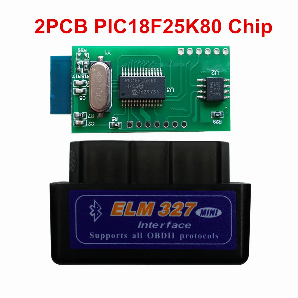 10PCS Double PCB 10 шт./лот OBDII сканера ELM327 1,5 автомобильный диагностический инструмент ELM 327 PIC18F25K80 Bluetooth V1.5 ELM327 OBD2 Bluetooth считыватель кода V1.5 - Цвет: 10PCS Double PCB