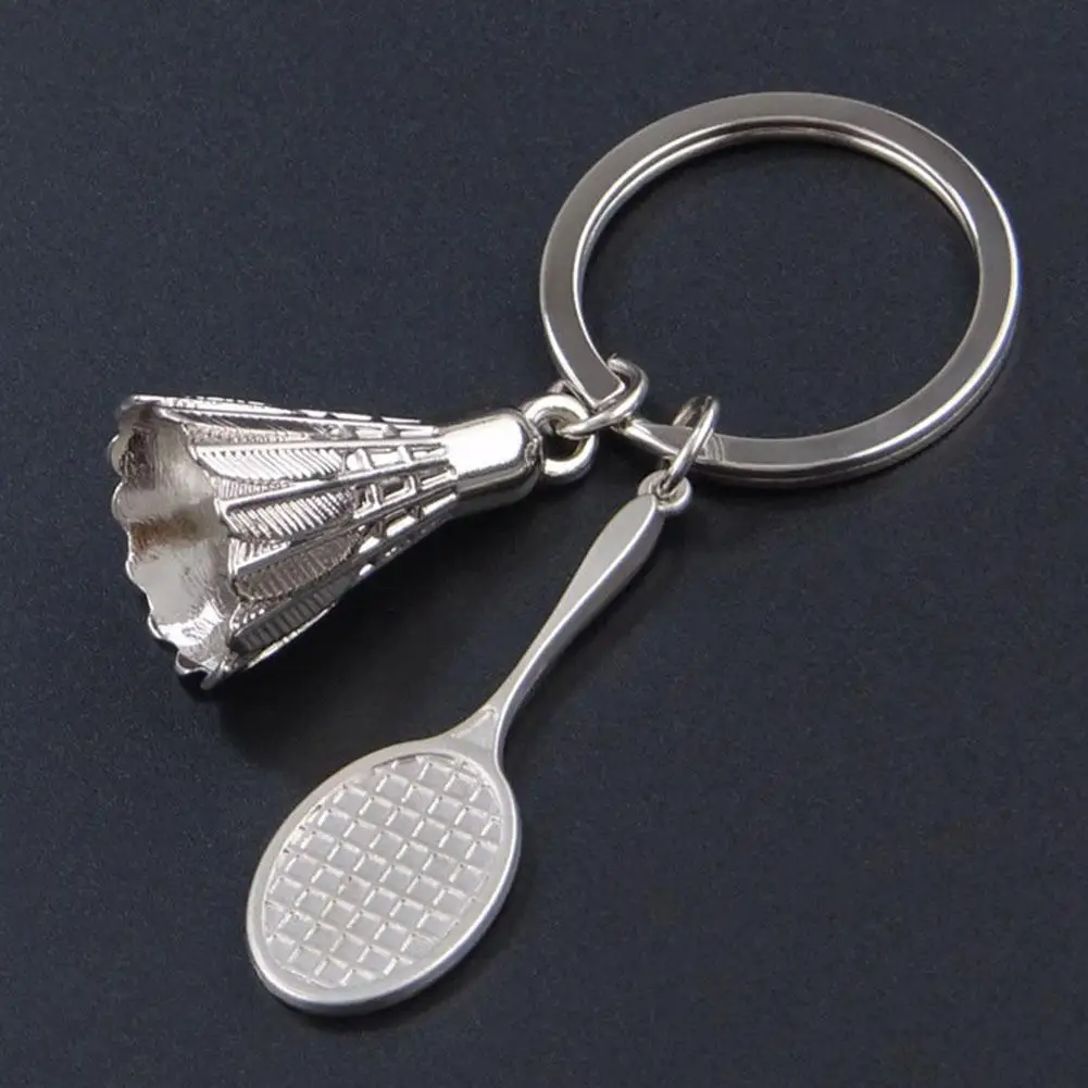 

80% HOT SALES!!! Fashion Sport Badminton Racket Shuttlecock Alloy Charm Pendant Car Key Chain