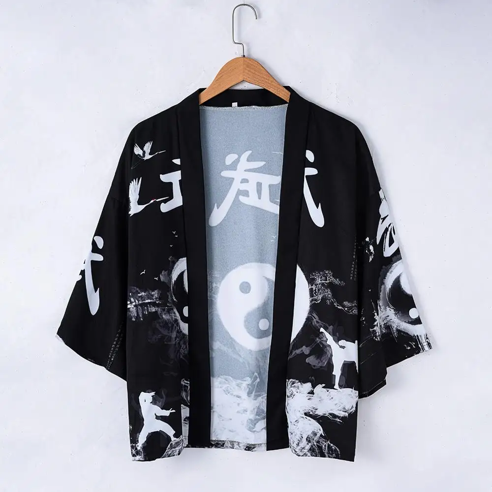 Мужской кардиган кимоно haori yukata костюм самурая пиджак рубашка|Одежда Азии и