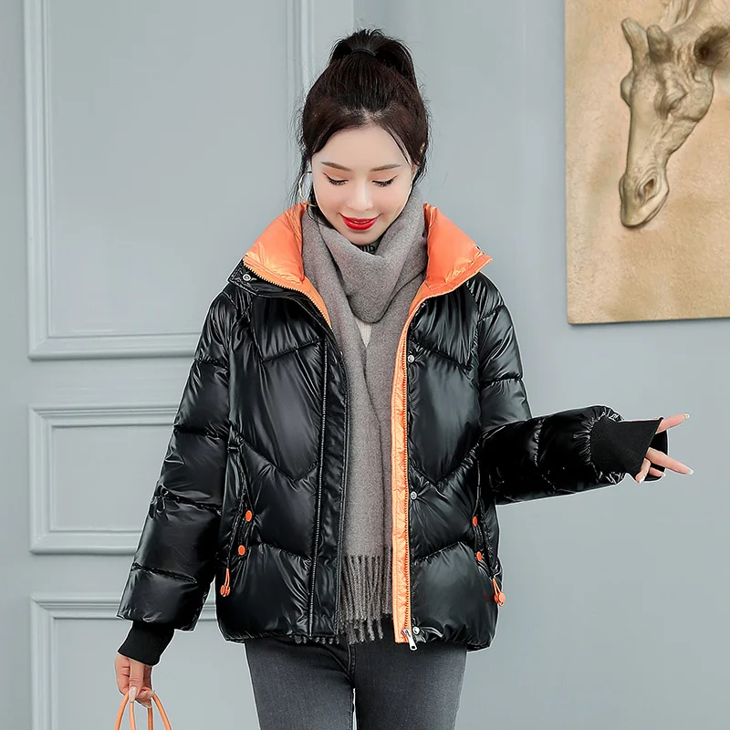 

Women Short Jacket Winter Thick Hooded Cotton Padded Coats Female Korean Loose Puffer Parkas Ladies Oversize Outwear