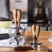 5158mm wooden handle coffee tamper espresso powder flat press hammer coffee tamper grinder espresso barista tool