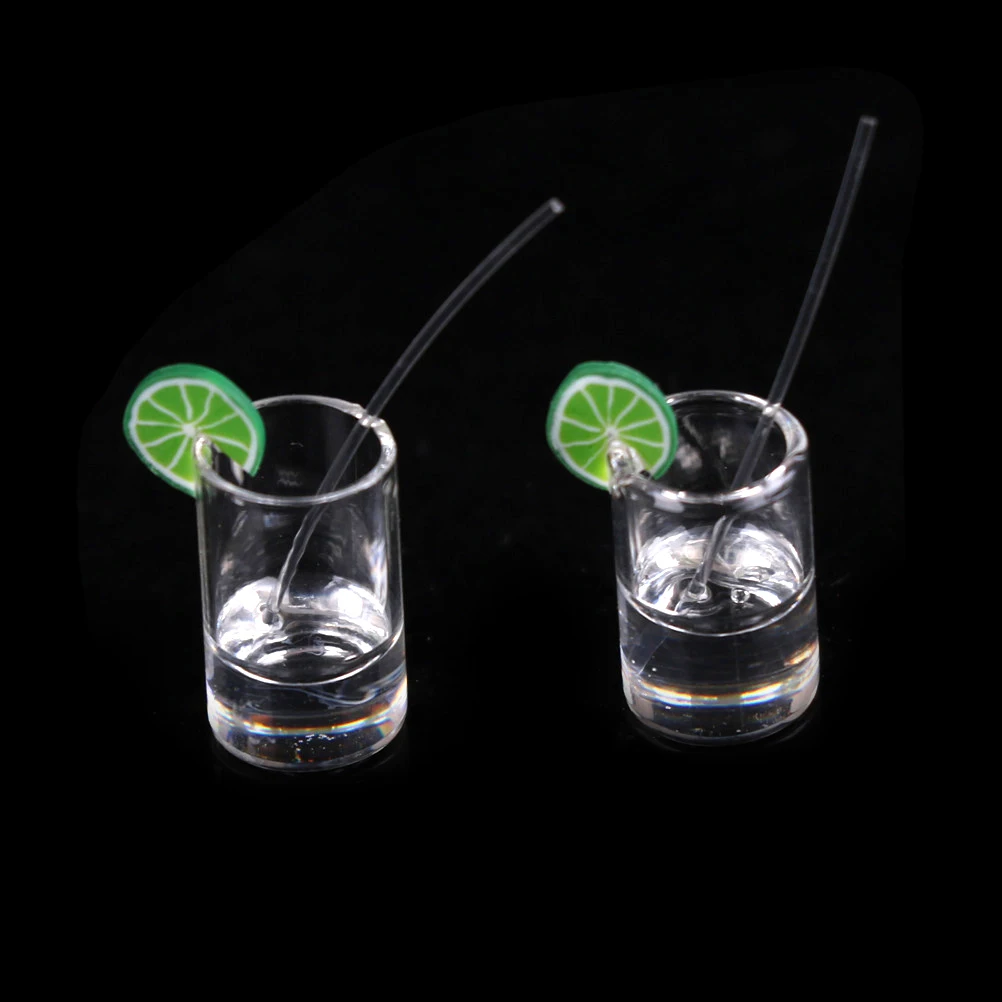 

2PCS 1:12 Dollhouse Cups Toy Miniature Mini Lemon Water Cup Mini Decoration Gifts Resin Doll houses